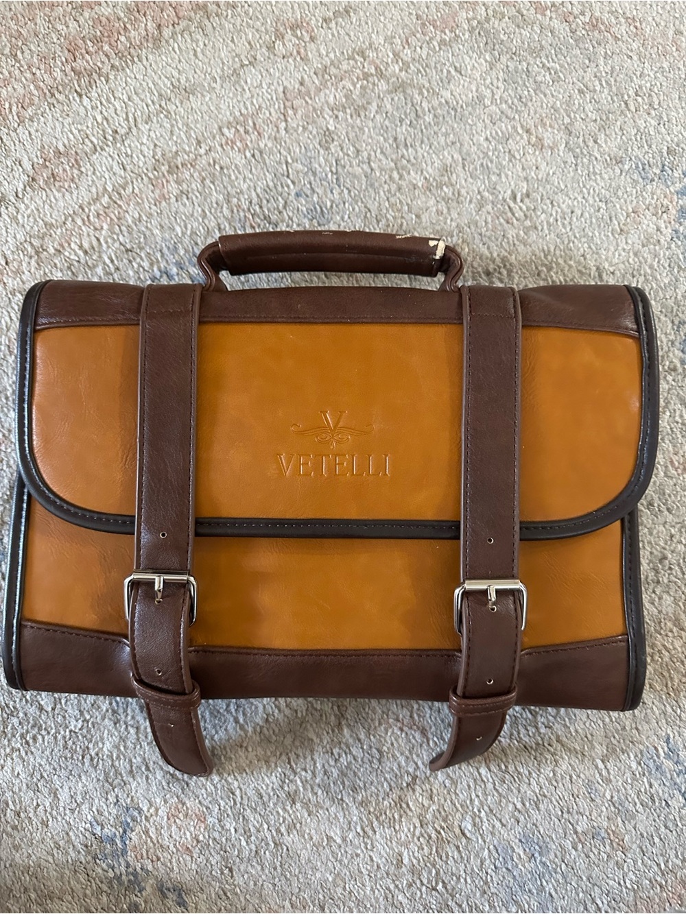 Two-Tone Brown & Tan Men's Toiletry Bag
